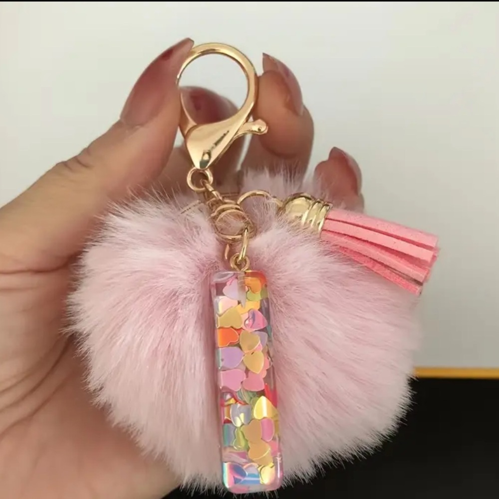 New Pink Initial Letter Confetti Keychains Letter I
